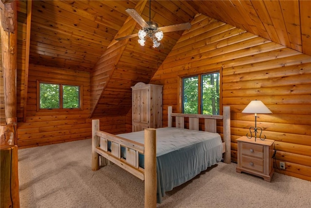 5446 N 1700th St, Dieterich, IL 62424 - bedroom featuring multiple windows, light carpet, wood ceiling, and lofted ceiling