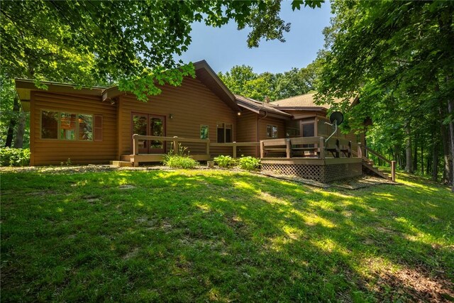 5446 N 1700th St, Dieterich, IL 62424 - rear view of property featuring a wooden deck and a yard