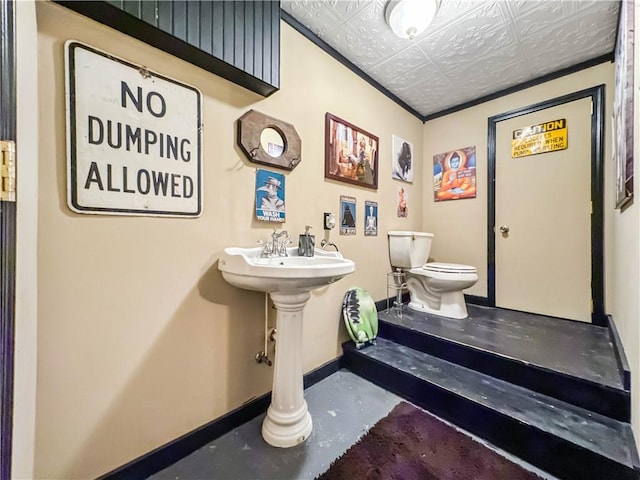 10 Rose Ln, Marshall, IL 62441 - half bathroom with toilet and an ornate ceiling