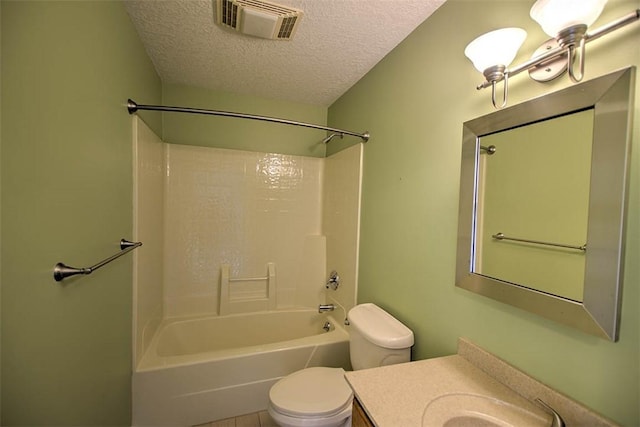 8898 Country Side Dr, Dalton City, IL 61925 - bathroom with a textured ceiling, vanity, and bathing tub / shower combination