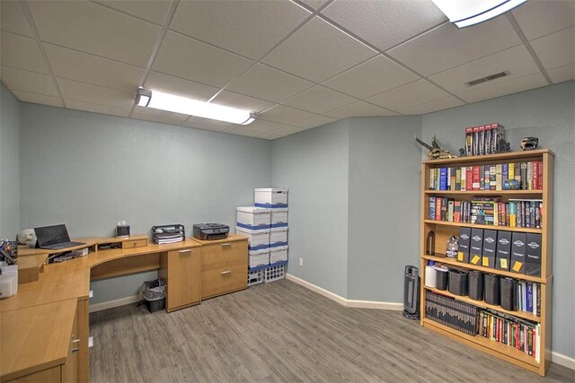 8898 Country Side Dr, Dalton City, IL 61925 - office area featuring wood finished floors and a paneled ceiling