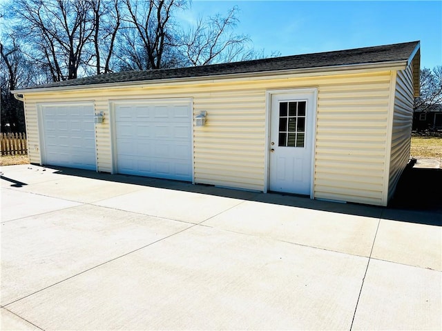 view of detached garage