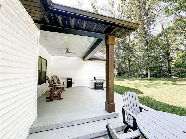 3 Wood Ridge Ln, Marshall, IL 62441 - view of patio / terrace with a ceiling fan and grilling area