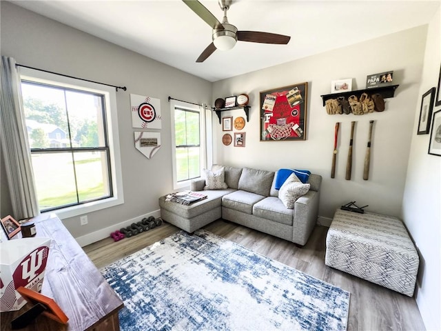 3 Wood Ridge Ln, Marshall, IL 62441 - living room featuring healthy amount of natural light, wood finished floors, and a ceiling fan