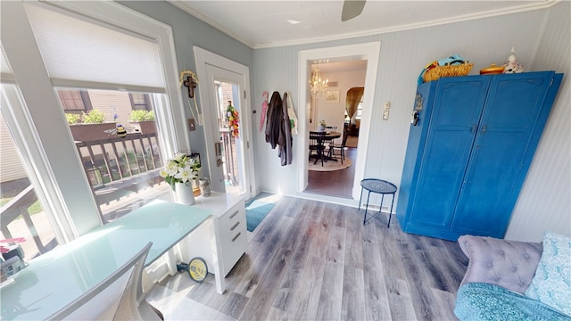 1805 N Gilbert St, Danville, IL 61832 - interior space featuring a chandelier, ornamental molding, and wood finished floors