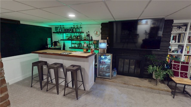 1805 N Gilbert St, Danville, IL 61832 - bar with a paneled ceiling, wine cooler, and bar area