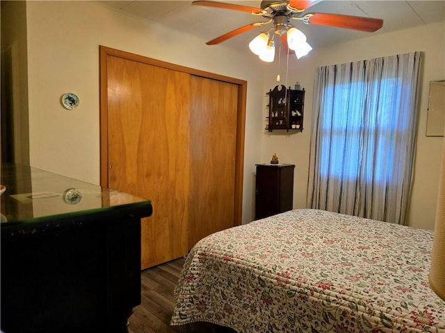 14317 N 920 E Rd, Fairmount, IL 61841 - bedroom with wood finished floors, a closet, and ceiling fan