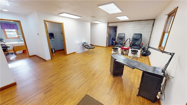 office area with hardwood / wood-style flooring