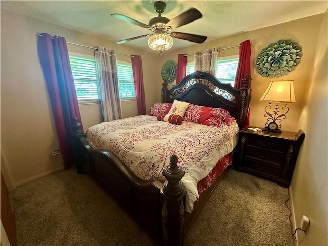 1712 Southdale Dr, Mattoon, IL 61938 - bedroom featuring carpet, multiple windows, and ceiling fan