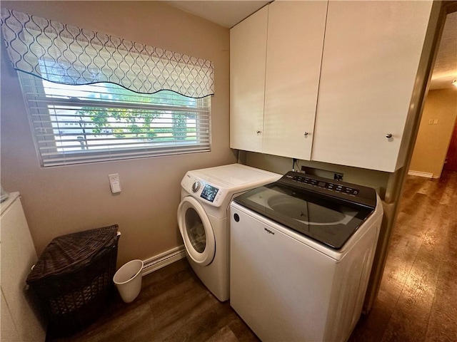 1712 Southdale Dr, Mattoon, IL 61938 - washroom with dark wood finished floors, independent washer and dryer, and cabinet space