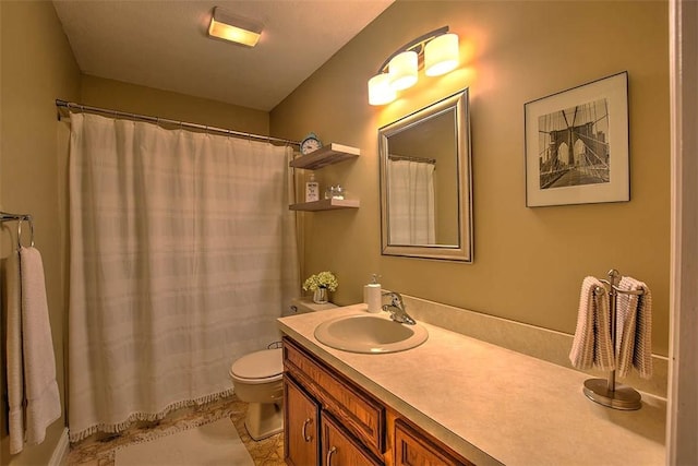 95 Hickory Point Ct, Forsyth, IL 62535 - bathroom featuring vanity, a shower with shower curtain, and tile patterned flooring