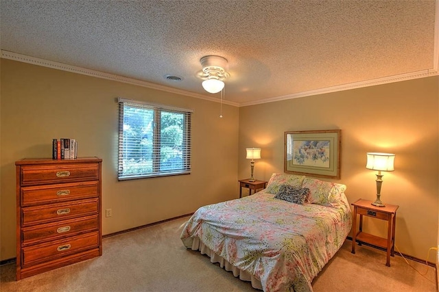 95 Hickory Point Ct, Forsyth, IL 62535 - carpeted bedroom with crown molding and a textured ceiling