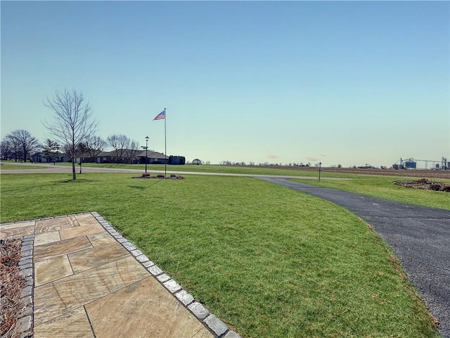 view of property's community with a yard