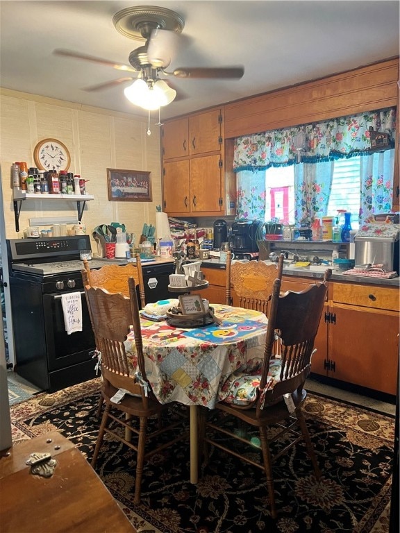 dining area featuring ceiling fan