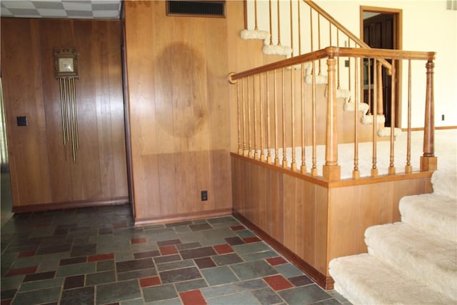 1011 W N 3rd St, Shelbyville, IL 62565 - stairs with wood walls and stone finish flooring