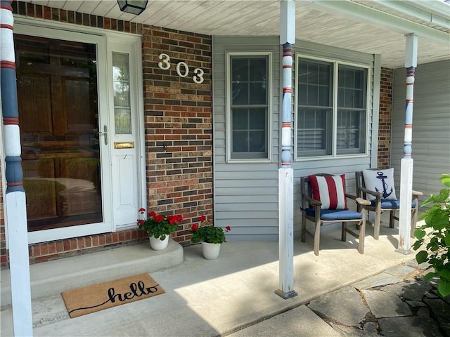 303 S Pine St, Pana, IL 62557 - view of exterior entry with covered porch and brick siding