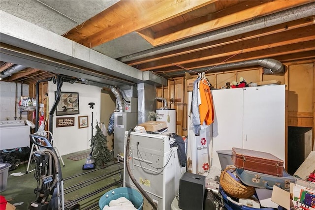 2701 E Rd, Danville, IL 61832 - unfinished basement featuring washer / clothes dryer and water heater