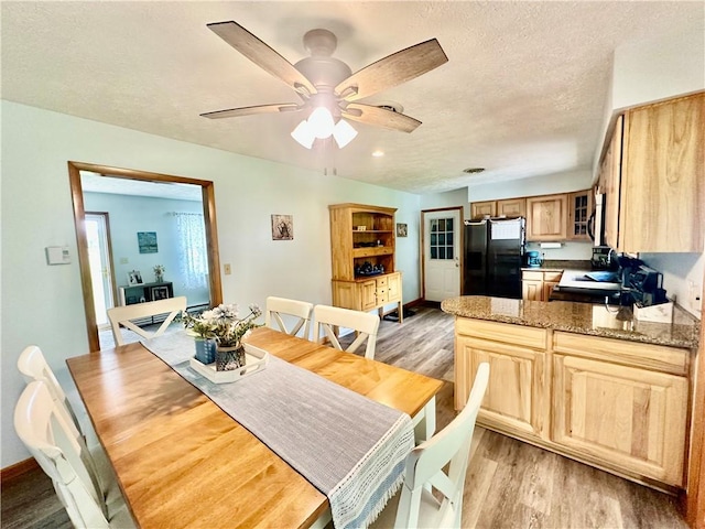 31508 1800 E Rd, Rossville, IL 60963 - dining space with light wood-style floors, ceiling fan, and a textured ceiling