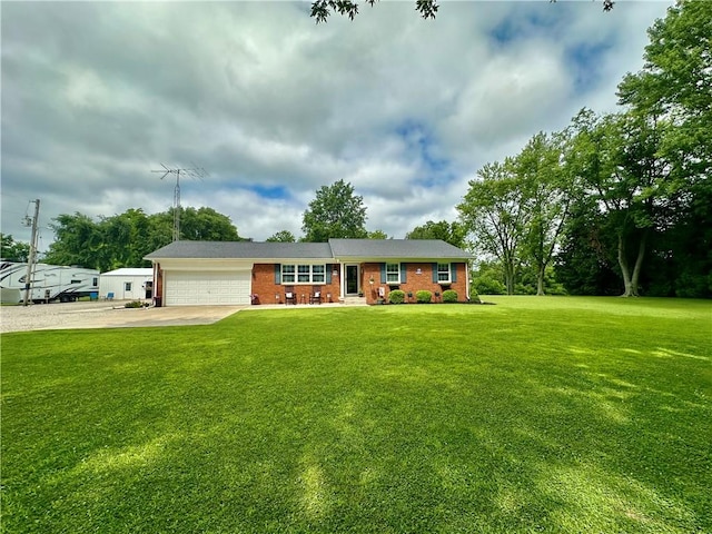 31508 1800 E Rd, Rossville, IL 60963 - single story home with a garage, driveway, a front lawn, and brick siding