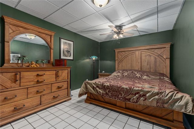 14480 N 1025th St, Effingham, IL 62401 - bedroom featuring a drop ceiling, light tile patterned floors, and a ceiling fan
