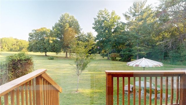 view of yard with a deck