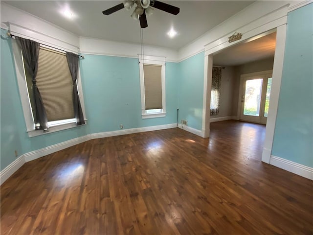 1105 Edgar Ave, Mattoon, IL 61938 - spare room featuring a ceiling fan and wood finished floors