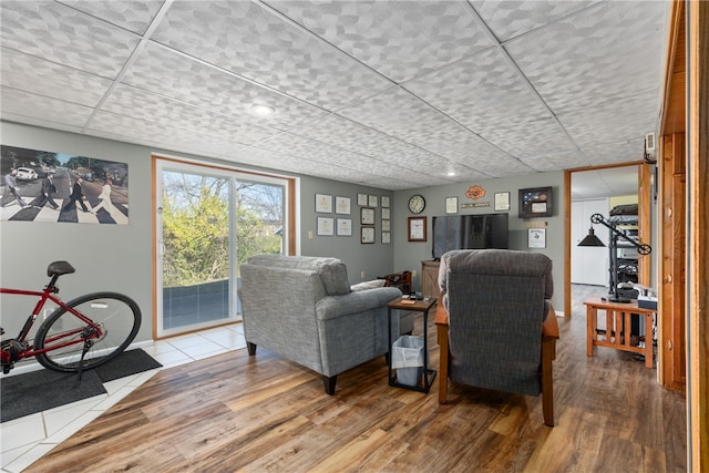 living room with wood-type flooring