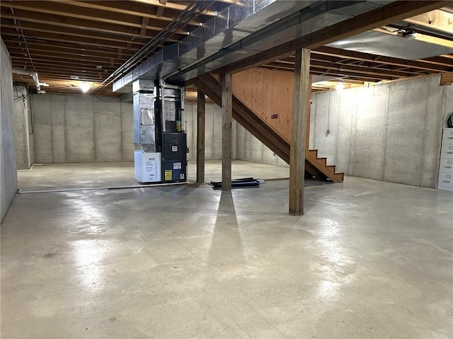 16142 Country Estates Rd, Effingham, IL 62401 - unfinished below grade area featuring heating unit and stairs