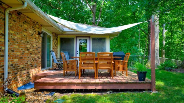 1950 Shore Oak Dr, Decatur, IL 62521 - wooden terrace featuring outdoor dining area