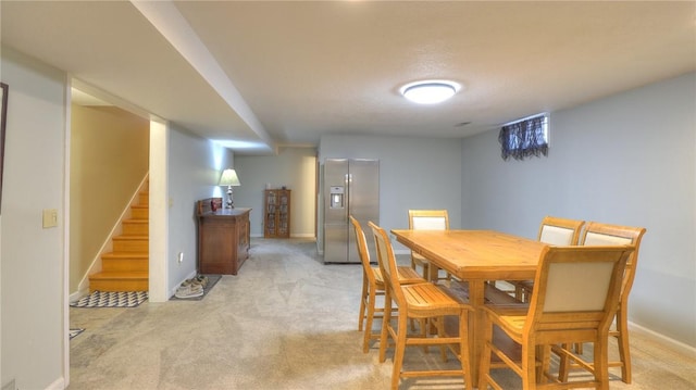 1950 Shore Oak Dr, Decatur, IL 62521 - dining room featuring stairs and light carpet