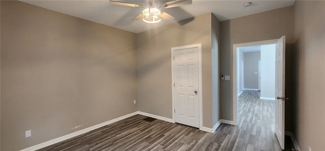 1420 E Main St, Decatur, IL 62521 - unfurnished room featuring dark wood-style floors and ceiling fan