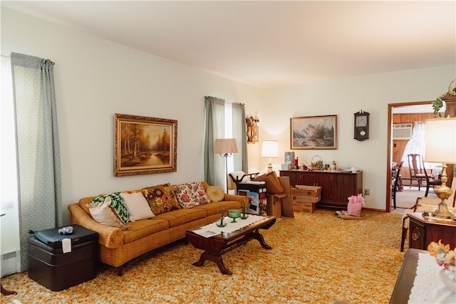 125 College St, Assumption, IL 62510 - carpeted living area featuring a wall unit AC
