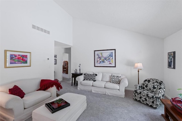 2506 Woodlawn Dr, Charleston, IL 61920 - living area with carpet floors and high vaulted ceiling
