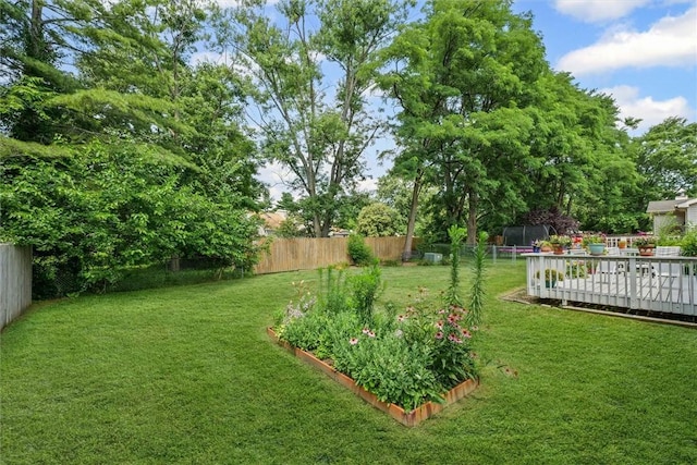 2506 Woodlawn Dr, Charleston, IL 61920 - fenced backyard featuring a trampoline and a deck