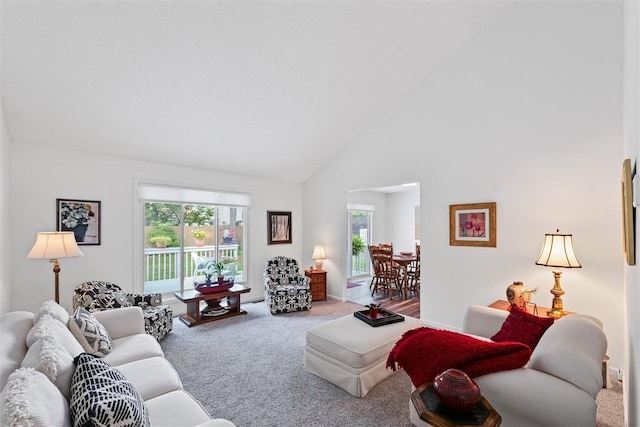 2506 Woodlawn Dr, Charleston, IL 61920 - carpeted living area featuring high vaulted ceiling and plenty of natural light