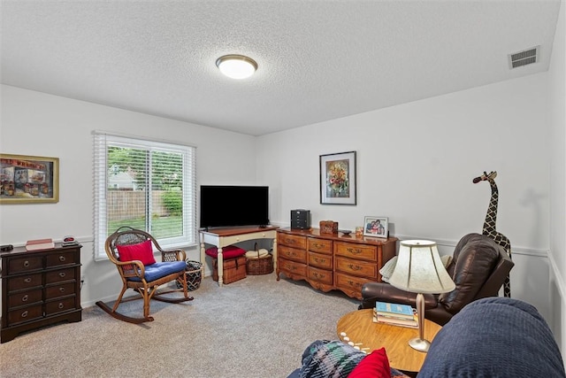 2506 Woodlawn Dr, Charleston, IL 61920 - carpeted living room featuring a textured ceiling