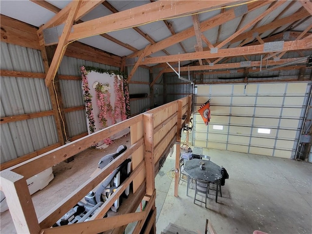 garage with metal wall