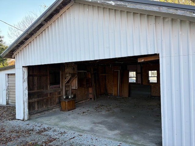 view of garage