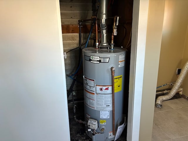 utility room with gas water heater