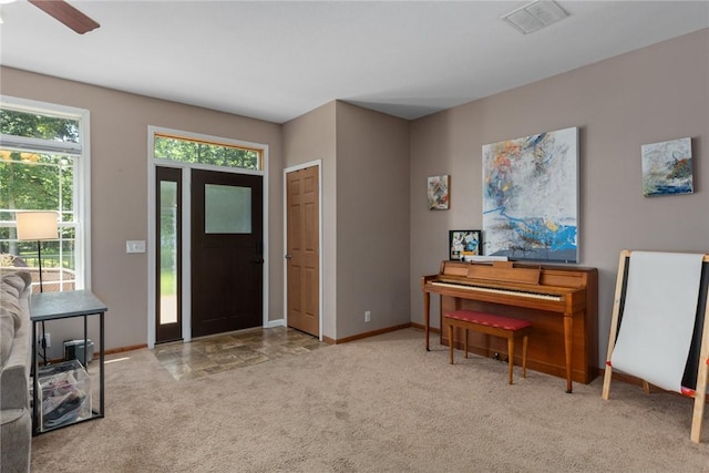 485 County Road 600 N, Neoga, IL 62447 - carpeted foyer entrance featuring baseboards and ceiling fan