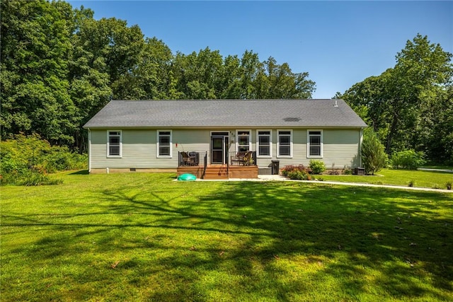 485 County Road 600 N, Neoga, IL 62447 - rear view of property with a wooden deck, a lawn, and crawl space