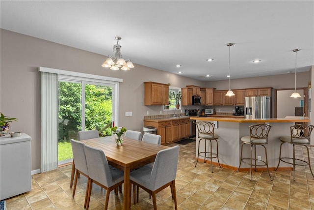 485 County Road 600 N, Neoga, IL 62447 - dining space featuring a chandelier and recessed lighting