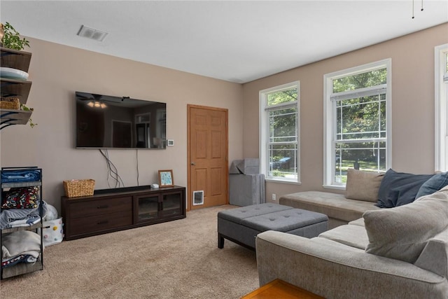 485 County Road 600 N, Neoga, IL 62447 - living area featuring carpet and a ceiling fan