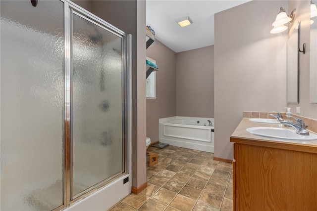 485 County Road 600 N, Neoga, IL 62447 - full bathroom with a garden tub, an enclosed shower, and double vanity