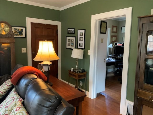 1905 N Vermilion St, Danville, IL 61832 - living room with wood finished floors, ornamental molding, and baseboards
