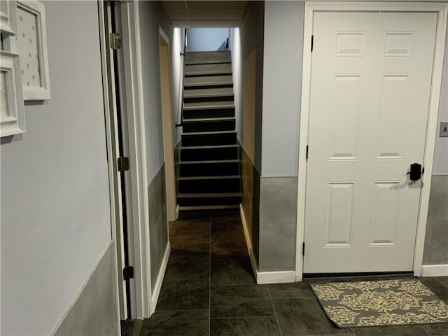 1905 N Vermilion St, Danville, IL 61832 - corridor featuring stairway and dark tile patterned flooring