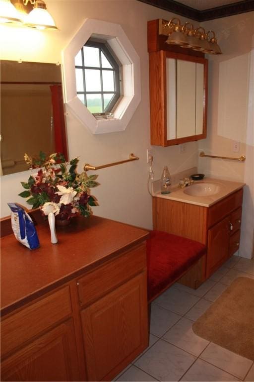 235 E 150 N Rd, Hammond, IL 61929 - bathroom with vanity and tile patterned flooring