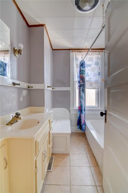 bathroom featuring vanity and tile patterned flooring