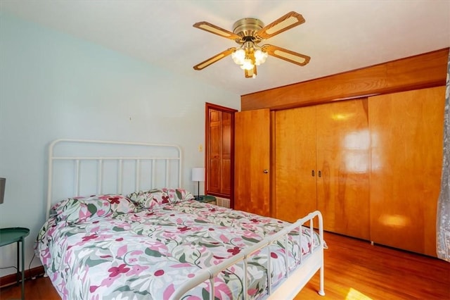 2417 Maple Ave, Decatur, IL 62526 - bedroom featuring wood finished floors, a ceiling fan, and a closet