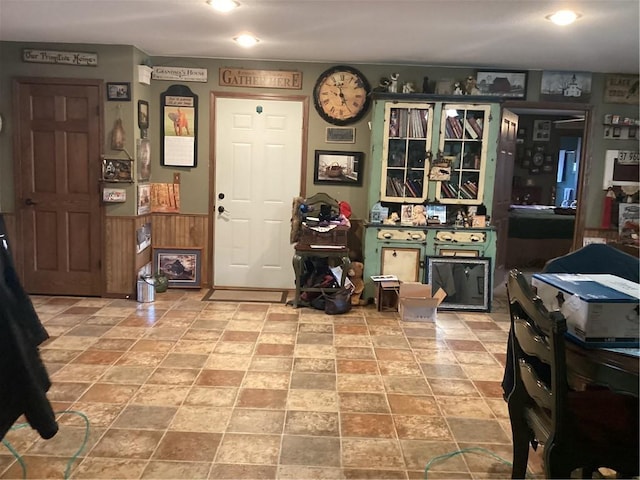dining room with wainscoting